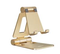 NULAXY Soporte Plegable Doble para Teléfono Móvil, Soporte Plegable para Teléfono de Escritorio, Compatible con Teléfonos 15 14, 13, 12, 11 Pro Xs Xr X 8, Nintendo Switch, Todos los Teléfonos - Dorado