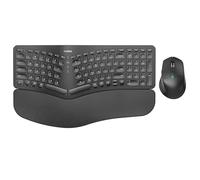Nulea Combo de teclado y mouse inalámbricos ergonómicos avanzados, cómoda escritura natural, reposamuñecas, multidispositivo (Bluetooth/2.4G/cable), recargable, para Multi-OS, Windows/Mac/Android