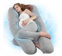 Nuliie Almohada Embarazada Dormir en Forma de U, Cojin Embarazada con Funda de Tela Fresca y Lavable, Almohada Embarazo para Soporte de Espalda, Caderas y Piernas (Gris Claro Refrescante)