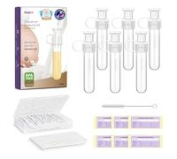 Nuliie Colostrum Collector Kit 7 ml/6 unidades, a prueba de fugas, reutilizable, colector de leche materna, sin BPA, con paño de algodón, recipiente de almacenamiento, cepillo de limpieza, listo para