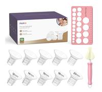 Nuliie Kit de tamaño de brida de 10 piezas de 12/14/16/18/20 mm para brida/escudo de 24 mm para la mayoría de bombas, inserto de bridas de silicona para extractor de leche eléctrico Momcozy/Spectra