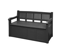 Null Banco de jardín con cajón de almacenaje 280 l salzburg, gris oscuro, 130x60x85 cm