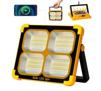 Nulmvic Foco Led Recargable 100W - Foco Led Bateria con Panel Solar - Luz de Trabajo Portátil 12000mAh 4 Modos de Luz Ideal para Camping Pesca Emergencias Garaje Taller