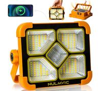 Nulmvic Foco Led Recargable Solar - 60W Foco Led Bateria 4 Modos de Luz 6000mAh Foco de Trabajo Portátil Ideal para Camping Pesca Emergencias Garaje Taller