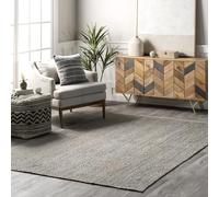 nuLOOM Alfombra tejida a mano de yute Rigo, de 4 x 6, color gris, diseño sólido de granja, fibra natural, para dormitorio, sala de estar, comedor, pasillo, oficina, cocina, entrada