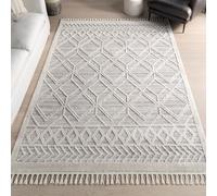 nuLOOM Ansley - Alfombra marroquí de celosía con borlas, 4 x 6 pies, Color Beige