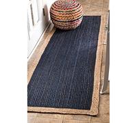 nuLOOM Eleonora - Alfombra de Yute Tejida a Mano, 2 pies 6 Pulgadas x 8 pies, Color Azul