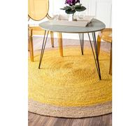 nuLOOM Fibras Naturales Border Camino de Mesa de Yute área Rugs, Yute, Amarillo, 8' Round