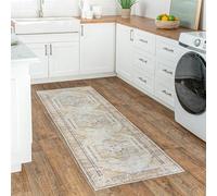 nuLOOM Glenda - Alfombra de Pasillo de medallón desteñida Lavable a máquina, 2 pies 6 Pulgadas x 8 pies, Color Gris Claro