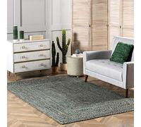 nuLOOM Hand Braided Otelia Denim and Jute Area Rug, 6' x 9', Green