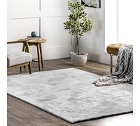 nuLOOM Loni - Alfombra Lisa Lavable a máquina, 6 x 9 pies, Lavable a máquina, Alfombra de área de transición Gris Claro/Marfil para Sala de Estar, Dormitorio, Comedor y guardería