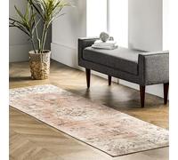 nuLOOM REN - Alfombra de Pasillo Ultrafina, Lavable a máquina, diseño Floral Vintage, 2 pies 6 Pulgadas x 12 pies, Color melocotón