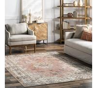 nuLOOM Ren Machine Washable Vintage Floral Area Rug, 4' x 6', Peach