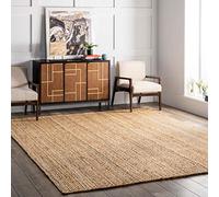 nuLOOM Rigo Alfombra de yute, tejida a mano, estilo rústico, 180 x 270 cm, Natural