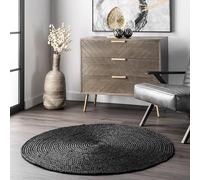 nuLOOM Rigo Alfombra de Yute Tejida a Mano, Redonda, 1,2 m, Color Negro