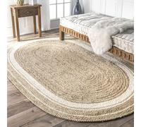 nuLOOM Rikki Braided Border Jute Rug, 4' x 6', Off-White