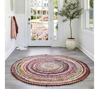 nuLOOM Tammara - Alfombra Bohemia Trenzada a Mano, 122 cm, Redonda, Multicolor