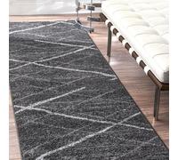 nuLOOM Thigpen - Alfombra contemporánea de 2 x 14 pies, Color carbón, líneas abstractas, Respaldo Antideslizante, Resistente a Las Manchas, para Dormitorio, Comedor, Sala de Estar, Pasillo, Oficina,