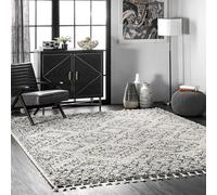 nuLOOM Vasiliki - Alfombra de Pelo marroquí (152 x 91 cm), Color Blanco
