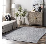 nuLOOM Wynn - Alfombra Trenzada para Interiores y Exteriores, 2 pies 6 Pulgadas x 12 pies, Color Azul Claro
