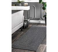 nuLOOM Wynn - Alfombra Trenzada para Interiores y Exteriores, 2 pies 6 Pulgadas x 16 pies, Color carbón