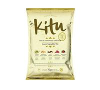 NULTHY Chips de Vegetales Exóticos Gourmet 24x70g KITU - Mix Natural Crujiente: Plátano, Yuca, Batata Morada, Zanahoria Blanca y Remolacha - 50% Menos Grasas, Sin Conservantes, Sin Gluten, Vegano