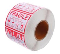 NULYLU 1000 Etiquetas Adhesivas para Embalaje Frágil en Papel Rojo Fuerte Adhesión, Ideales para Palets y Cristalería en Envíos y Cajas de Mudanza