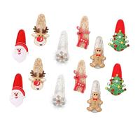 NULYLU 12piezas Horquillas De Navidad Diseño De Árbol y Cuernos Accesorios Festivos Para Cabello Clips De Pelo Brillantes Para Adultos