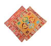 NULYLU 2piezas Alfombrillas De Sonido De Buda Antideslizantes De Diseño Religioso Para Tazones De Canto Cojines Budistas Colores Amarillo y Rojo Accesorios Espirituales Para y