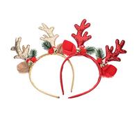 NULYLU 2piezas Diadema De De Alce Navideña Accesorios De Cabello Para Mujer Brillo Para Fiestas De Navidad y Eventos Festivos