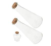 NULYLU 3 Botellas de Vidrio para Ceremonia de Arena Tapón de Corcho, Juego Decorativo para Ritual de Boda, Set de Botellas Transparentes Pequeñas (2 Cónicas 1 Corazón) para Manualidades
