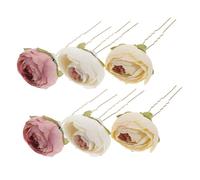 NULYLU 3pares Flower Hair Pin Silky Flower Hair Accessories for Weddings Evening Parties and Special Occasions Elegant U-shape Bun Holders for Women and Girls