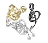 NULYLU 3piezas Clip De Nota Musical De Metal Perla Falsa Accesorios Elegantes Para Cabello o Rizado Para Uso Diario y Fiestas Pinzas Cabello Únicas Notas Musicales
