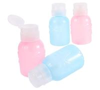 NULYLU 4piezas Botellas De Prensión Para Quitar Esmalte Dispensadores Vacíos Botón Para Desmaquillante y Viajes Rosa