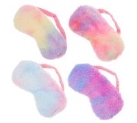 NULYLU 4piezas Máscara De Ojos De Pluche Colorida Suave y Transpirable Cubre Ojos Para Dormir Bloqueo Completo De Luz Para Relajar y Aliviar Fatiga Diseño Contorneado y Cómodo