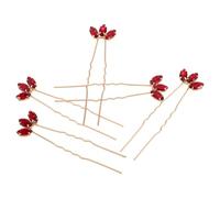 NULYLU 5 Horquillas Pelo Accesorios de Zinc y Piedra en Forma de U Gemas de Imitación Rojos Uso Versátil para Boda para para Mujeres y