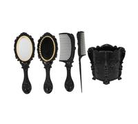 NULYLU 5piezas Conjunto Cepillos Para Cabello Con Soporte De Almacenamiento Set Vintage De Cepillos y Peines Para Maquillaje Para Uso Escritorio y Vanity