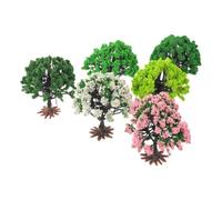 NULYLU 6 Piezas Árboles Miniatura para Paisaje de Ferrocarril Verde con Detalles Realistas y Material Plástico de Tamaño 8x8x3cm para Dioramas y Modelismo