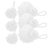NULYLU 6 piezas Esponjas de Baño Portátiles Resistentes para Ducha Bolas de Baño con Cuerda para Diario y Limpieza Corporal el Hogar Blancas