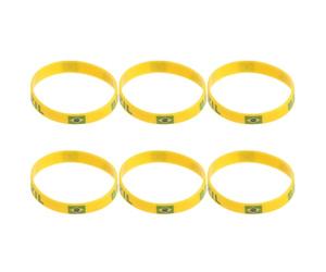 NULYLU 6 Piezas Pulsera Deportiva de Silicona Cómoda para Juegos y Partidos Internacionales Diseño Patriótico de País Adecuado para Aficionados al Fútbol