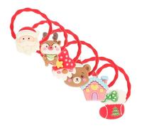 NULYLU 6piezas Coleteros De Navidad Para Accesorios De Pelo Diseño De Santa Claus y Bandas De Cabello Coloridas y Actividades Escolares
