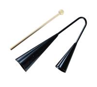 NULYLU Agogo de Metal Doble Tonos para Niños Instrumento de Percusión Campana con Palo de Madera Negro Juguete Musical Portátil para Iniciación en Samba y Percusión Latina