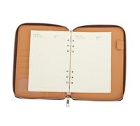 NULYLU Bloc de Notas A5 con Cremallera para Oficina, Cuaderno de Planificación Empresarial, Tamaño Portátil, Color Marrón, Material de Papel para Registro y Organización Diaria