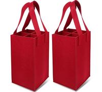 NULYLU Bolsa de Vino de Fieltro Resistente y No se Deforma Portátil para 4 Botellas Color Rojo Paquete de 2 Piezas Adecuado para Fiestas y Vacaciones