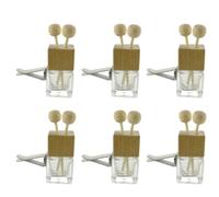 NULYLU Botellas de Vidrio para Coche 8ml 6 Piezas Difusor de Aceites Esenciales Aromaterapia Ambientador Aroma para Automóvil y Baño Bola de Fragancia y Cubierta de Madera