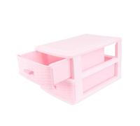 NULYLU Caja de Almacenamiento Tipo Cajón de Plástico, 2 Capas, Tamaño Mediano, Color Rosa, Estuche para Joyas y Cosméticos para Escritorio, Organizador Práctico para Dormitorio y Oficina