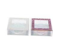 NULYLU Caja De Embalaje De Las Pestañas De 2pcs Caja De Embalaje Vacío Rhinestone Pesta Falso Contenedor Con Bandeja De Lash