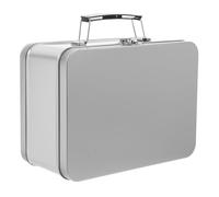 NULYLU Caja Metálica para Almuerzo con Asa y Cierre Fiambrera Retro de Hojalata Plateada de 100 MM de Altura Contenedor Portátil para Alimentos con Tapa Sellada Adecuado para Picnic y