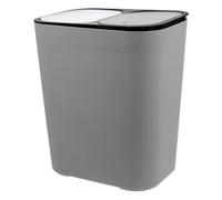 NULYLU Cubo de Basura Cocina 15l Tapa Doble Compartimento para Reciclaje y Residuos, Contenedor de Cocina Doméstico de Plástico Gris, Papelera de Reciclaje Práctica y Fácil Limpieza