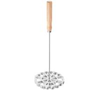 NULYLU Cuchara Antiadherente de Cocina Mango de Madera de Acero Inoxidable 12.40X4.72 Pulgadas Molde para Freír Snacks Adecuado para Uso en Restaurante y Hogar